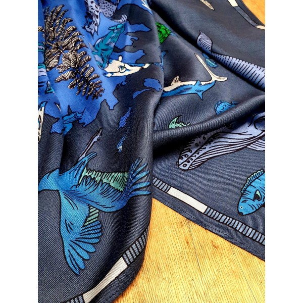 Inoui Editions šilko ir modalo skara ATLAS BLUE